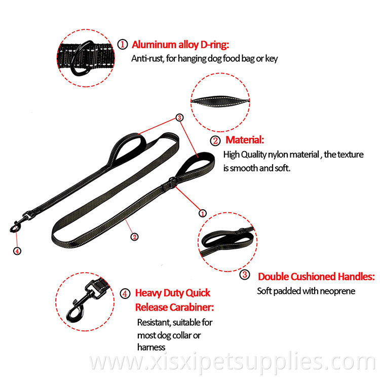Double Handle Leash for Control Safety Training - Reflective Heavy Duty No Pull Dual Handle Lead for Large Medium Dogs